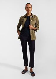 Thea Cotton Broderie Top, Navy, hi-res