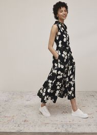 Navy Floral Thea Midi Dress, Navy Multi, hi-res