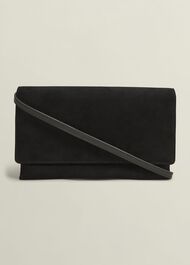 Renata Suede Clutch Bag, Black, hi-res