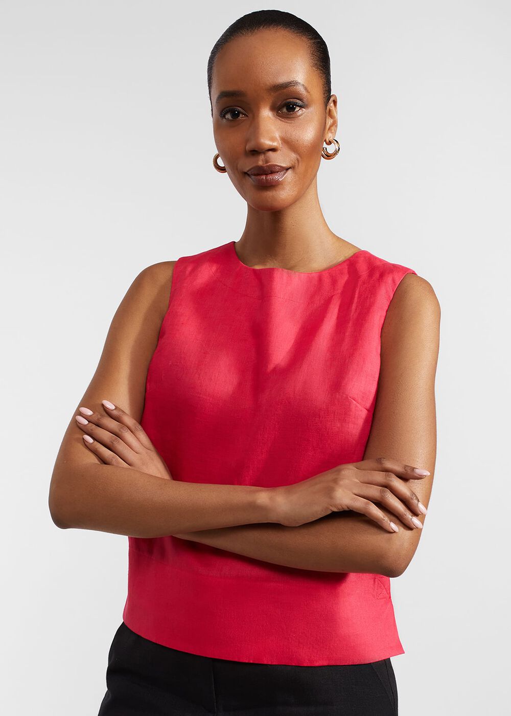 Malindi Linen Top, Rouge Pink, hi-res