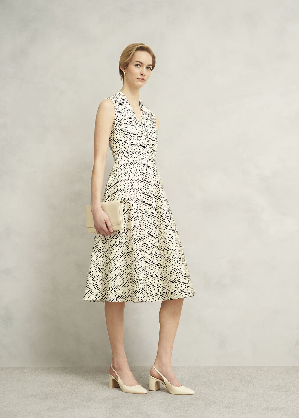 Ruthie Spot Dress, Cream Black, hi-res