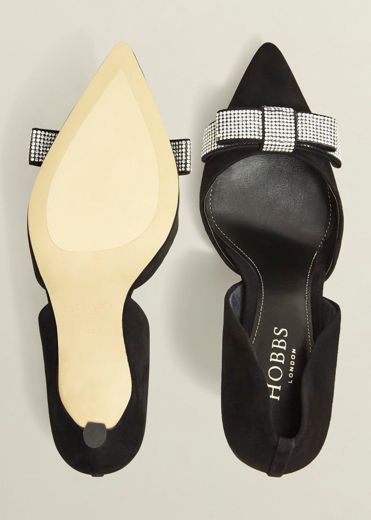 Elva Jewelled Bow Courts, Black, hi-res