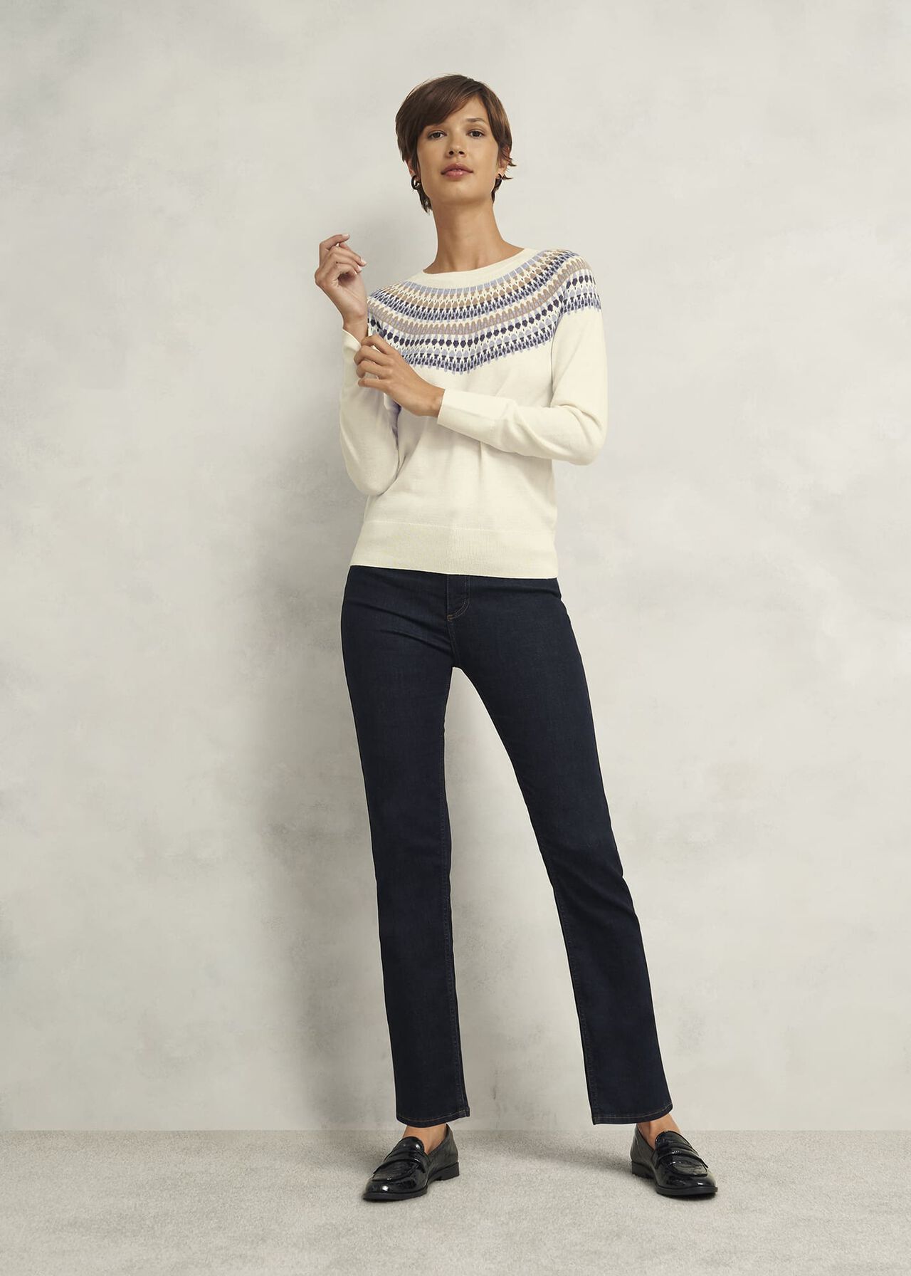 Greta Fairisle Sweater With Cashmere, Ivory Multi, hi-res