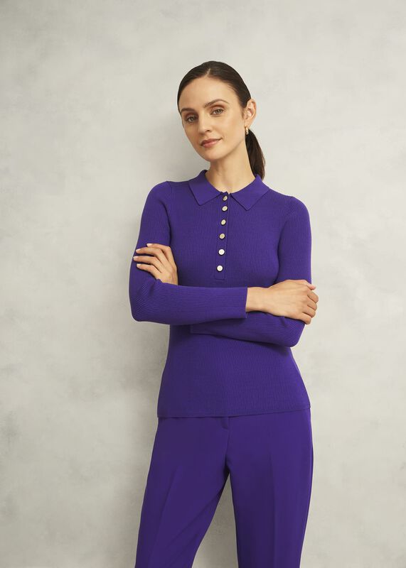 Purple Fara Ribbed Knitted Shirt