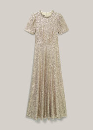 Shirley Sequin Trimmed Maxi Dress, Champagne, hi-res