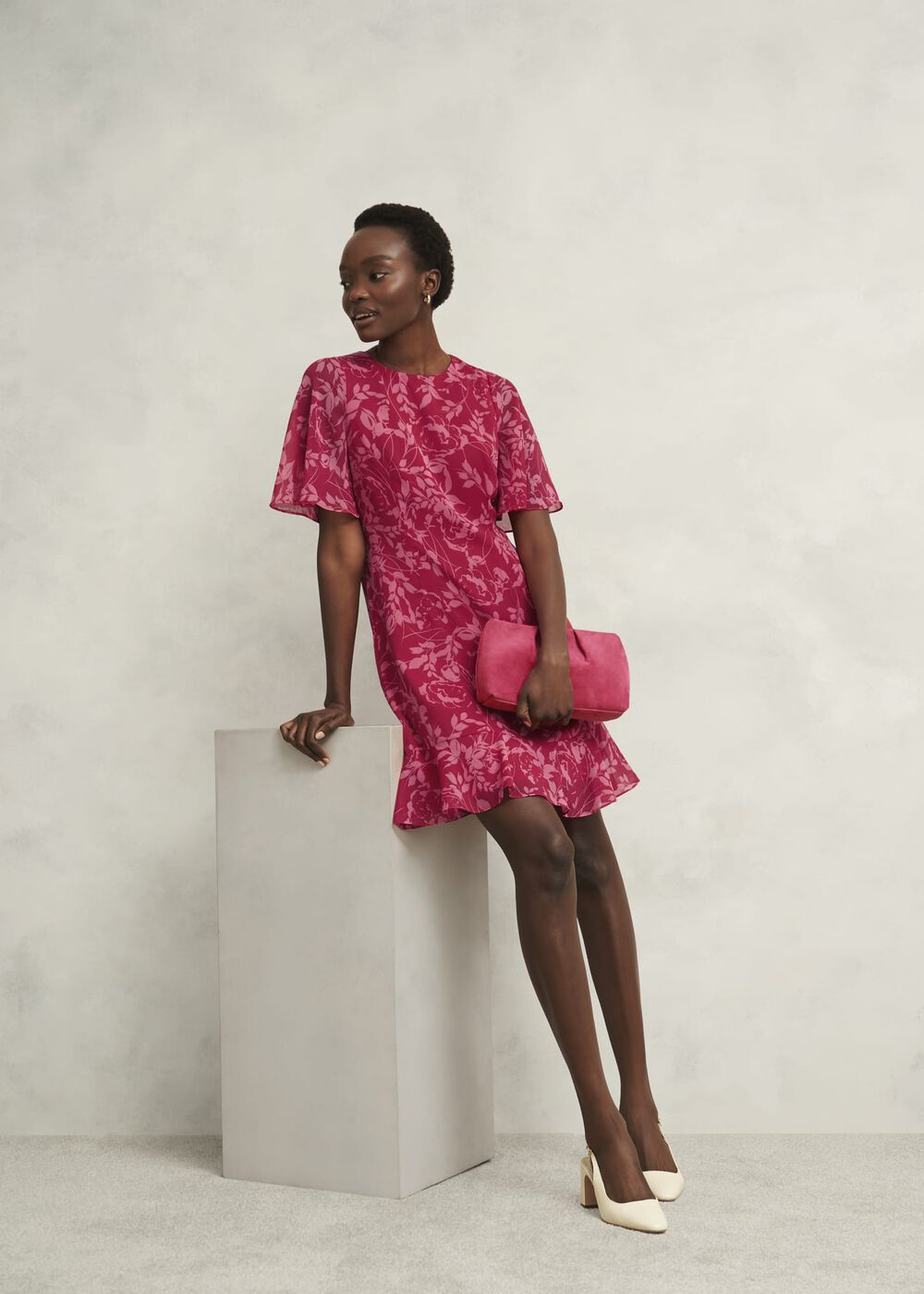 Iona Textured Dress, Pink Multi, hi-res