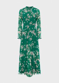 Rosabelle Silk Floral Dress, Green Multi, hi-res