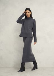 Gaskell Co-ord Wool Cotton Jumper, Dark Grey Marl, hi-res