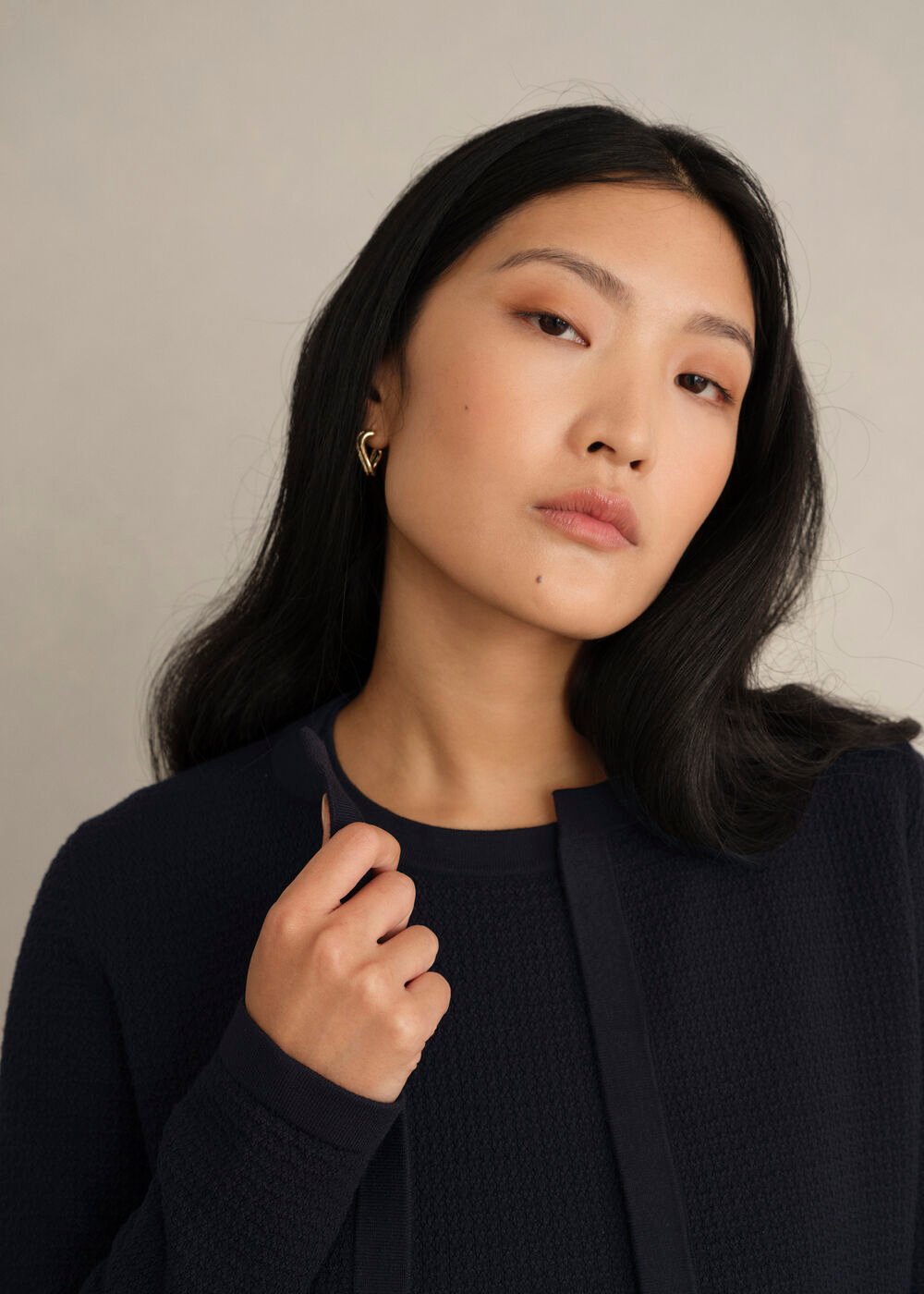 Petra Knitted Jacket, Hobbs Navy, hi-res