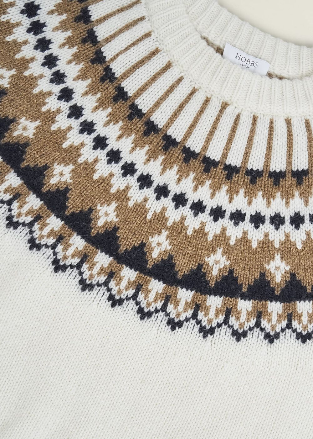Anya Fairisle Chunky Crew Sweater, Ivory Camel, hi-res