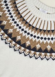 Anya Fairisle Chunky Crew Sweater, Ivory Camel, hi-res