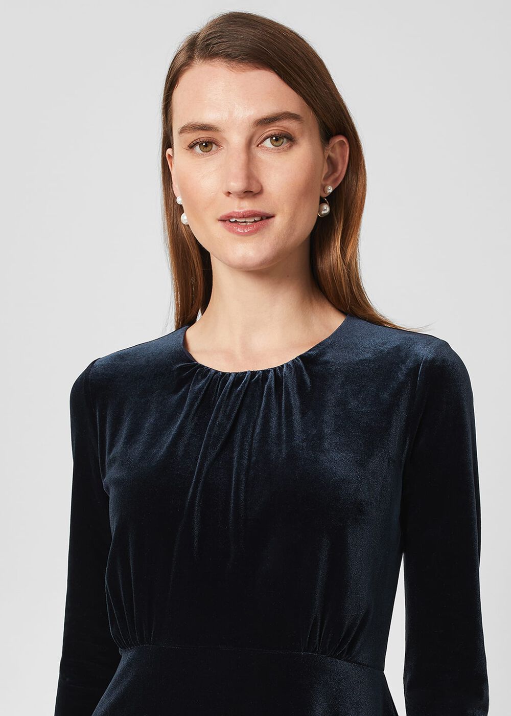 Sian Velvet Dress, Navy, hi-res