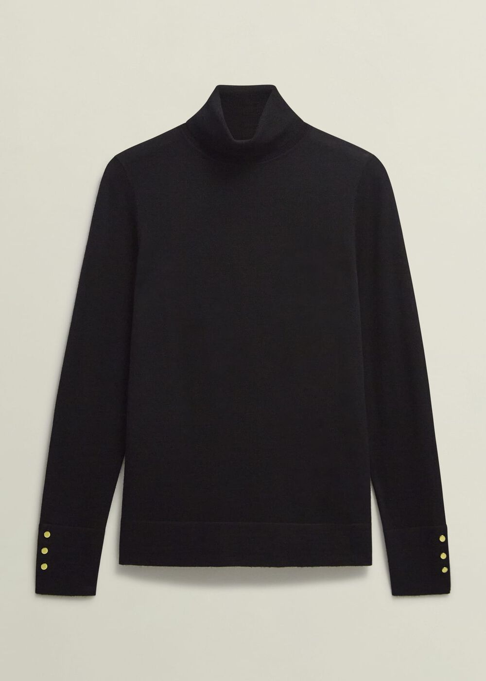 Lara Merino Wool Roll Neck Sweater, Black, hi-res