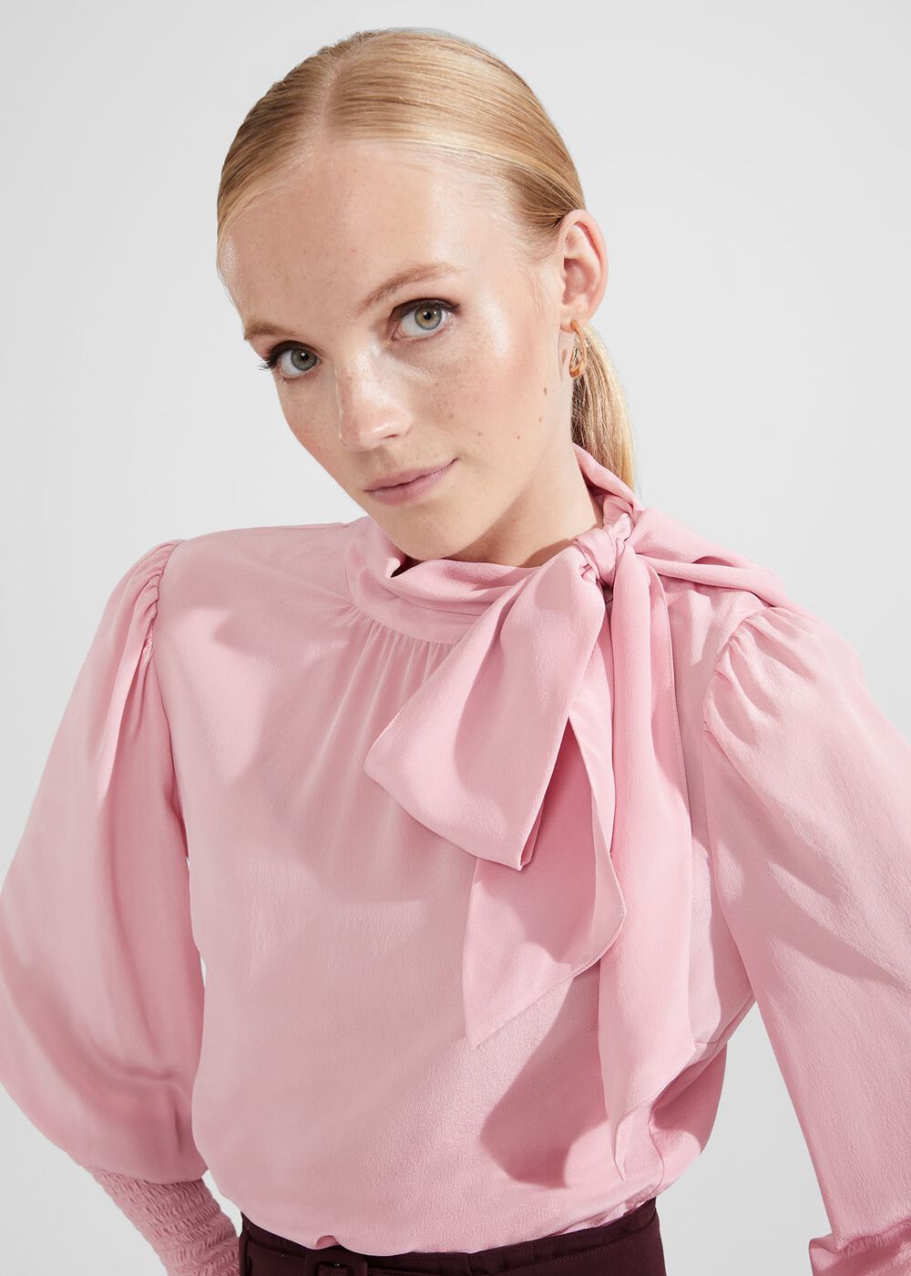 Thea Silk Blouse, Ballerina Pink, hi-res