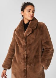 Georgia Faux Fur Coat, Camel, hi-res