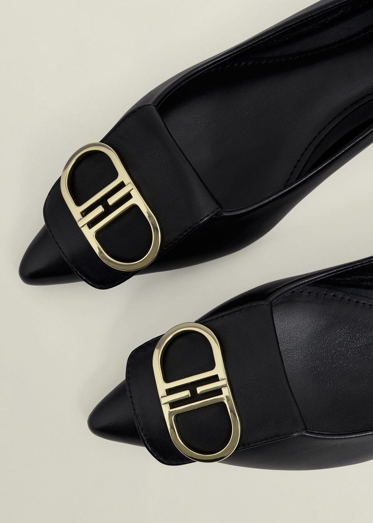 Leah Leather Pointed Flats, Black, hi-res