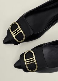 Leah Leather Pointed Flats, Black, hi-res