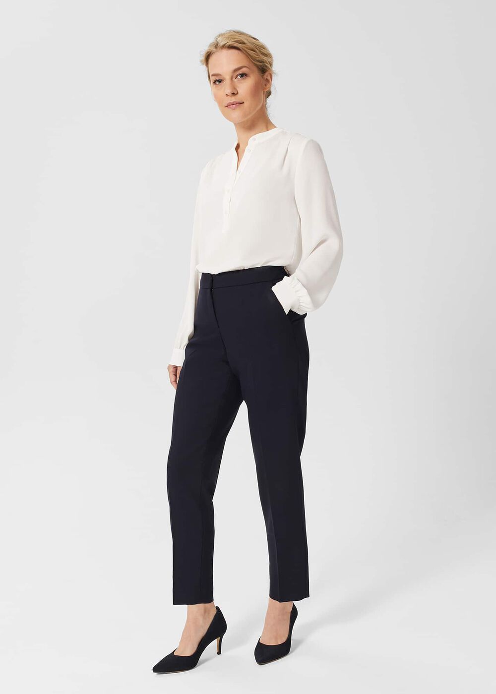 Petite Gael Wool Blend Pants, Navy, hi-res