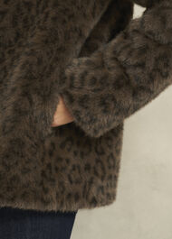 Dania Leopard Faux Fur Coat, Brown Multi, hi-res