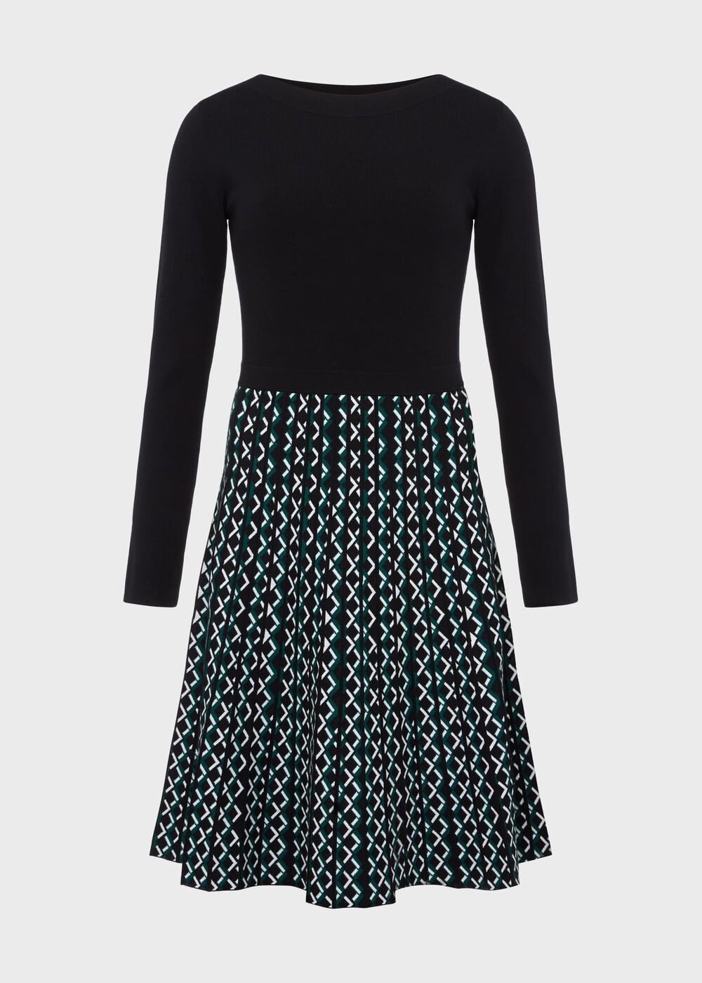 Petite Elena Knitted Dress, Black Green, hi-res
