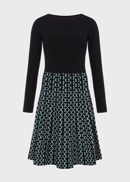 Petite Elena Knitted Dress, Black Green, hi-res