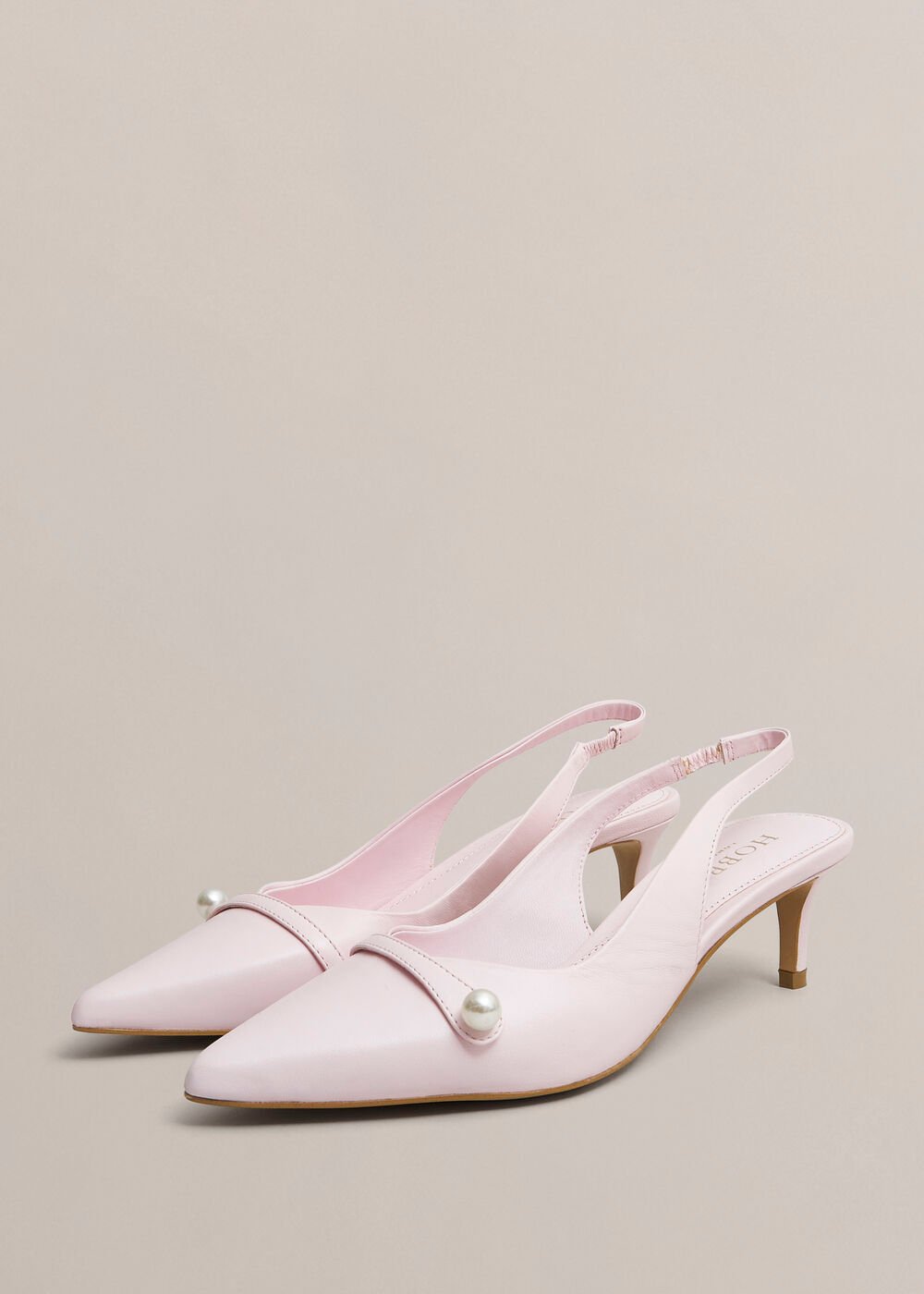 Serena Leather Slingbacks, Pale Pink, hi-res