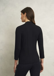 Aimee Double Fronted Top, Black, hi-res