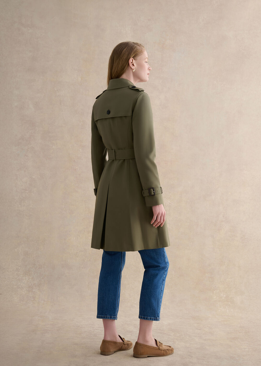 Petite Skylar Shower Resistant Trench Coat, Olive Green, hi-res