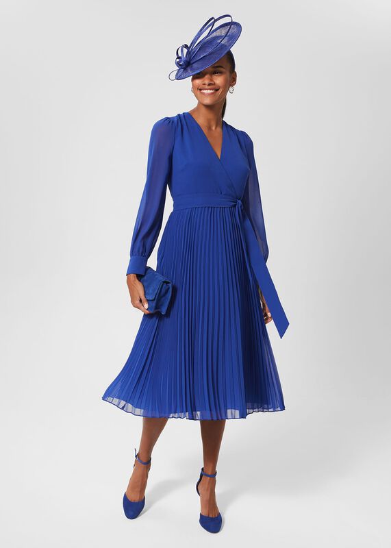 Evelyn Pleated Dress, Cobalt Blue Evelyn Pleated Dress