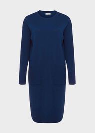 Devora Knitted Dress With Cashmere, Steel Blue, hi-res