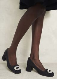 Lexia Jewelled Pumps, Black, hi-res
