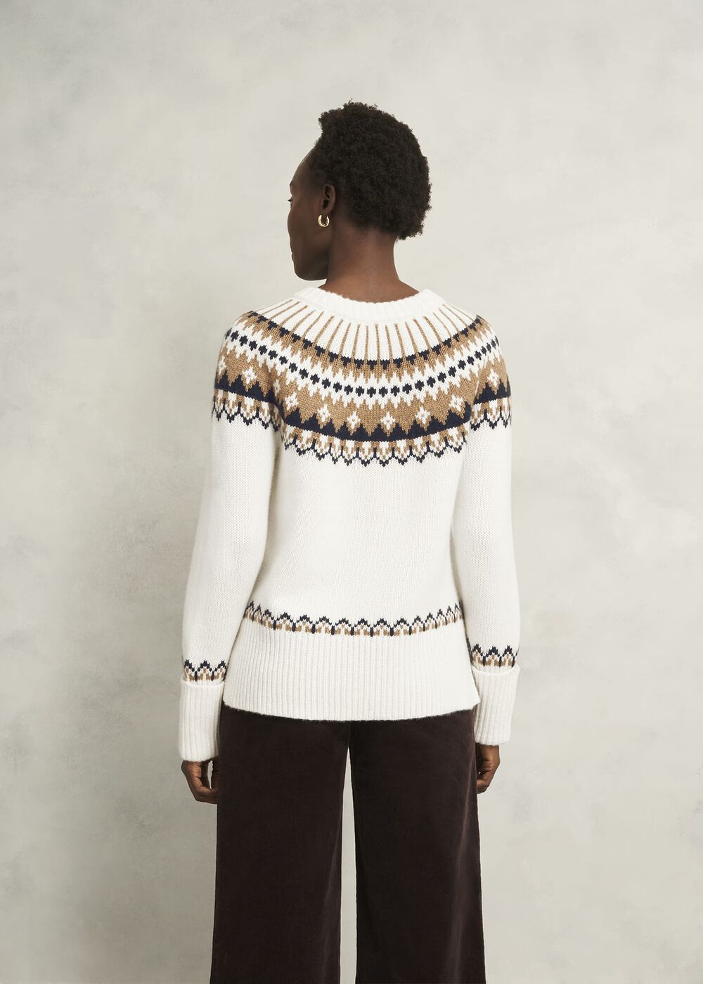 Anya Fairisle Chunky Crew Sweater, Ivory Camel, hi-res