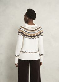 Anya Fairisle Chunky Crew Sweater, Ivory Camel, hi-res