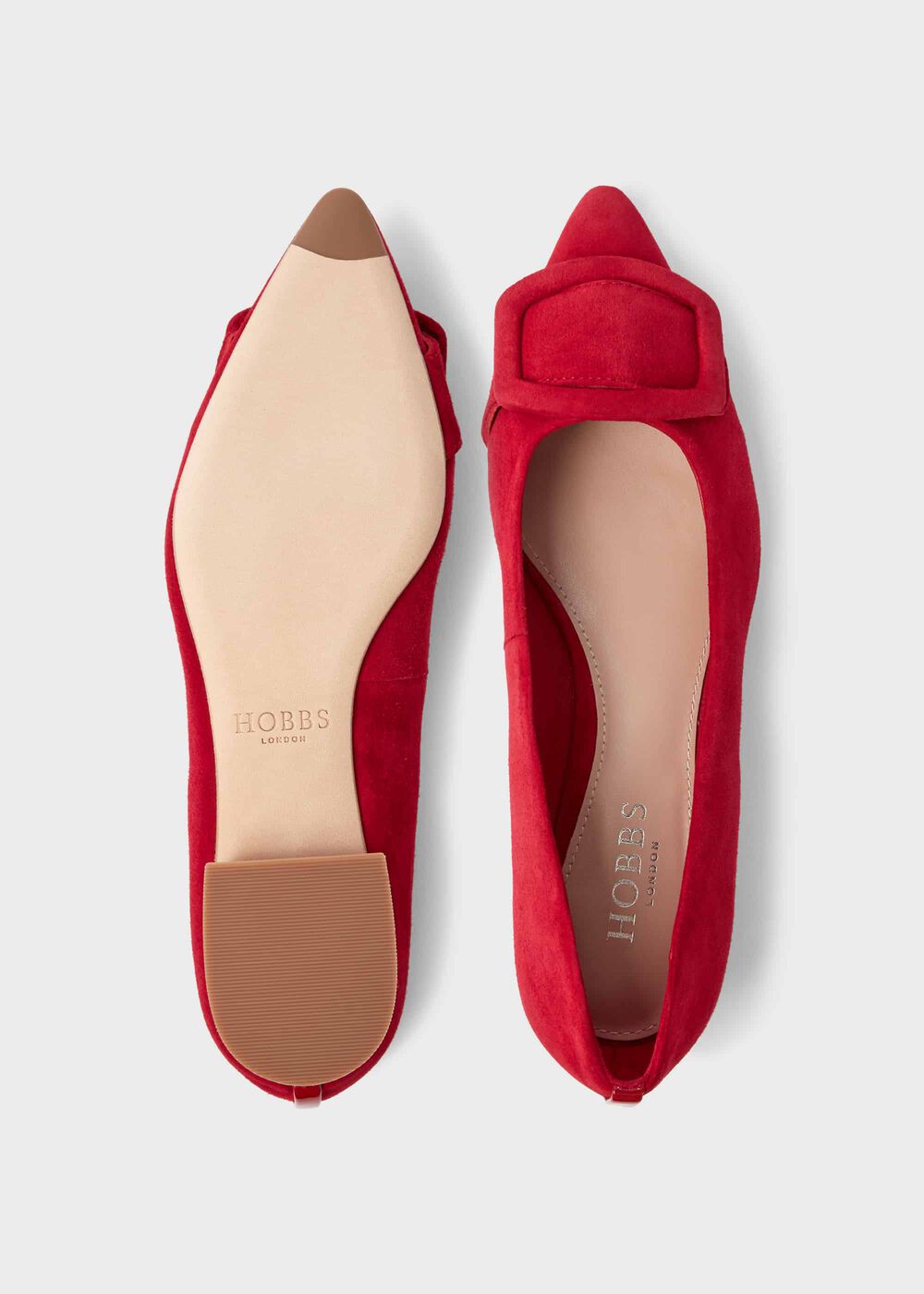 Alison Suede Flat, Red, hi-res