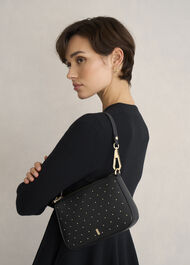Briella Leather Stud Bag, Black, hi-res