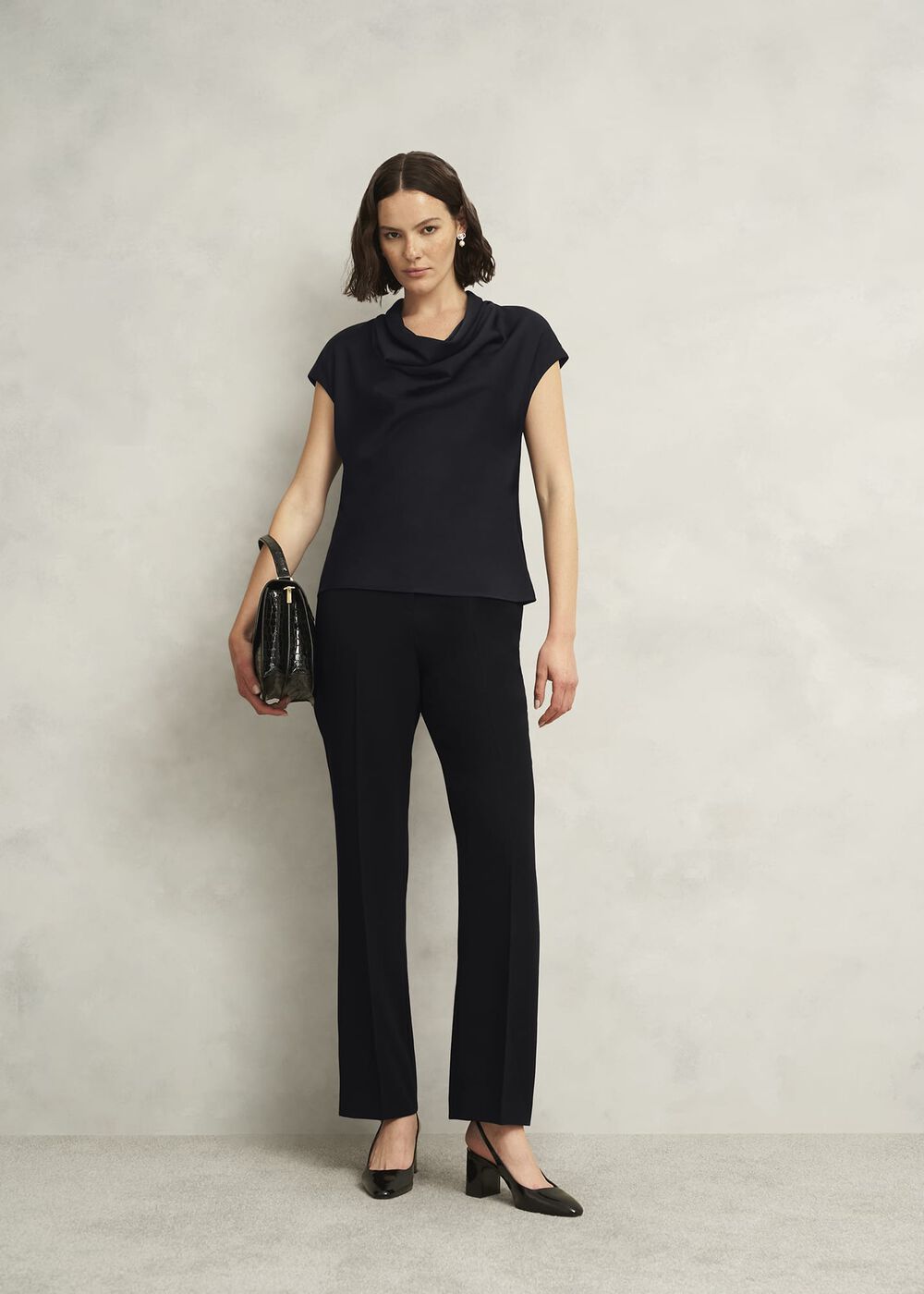 Miranda Cowl Top, Black, hi-res