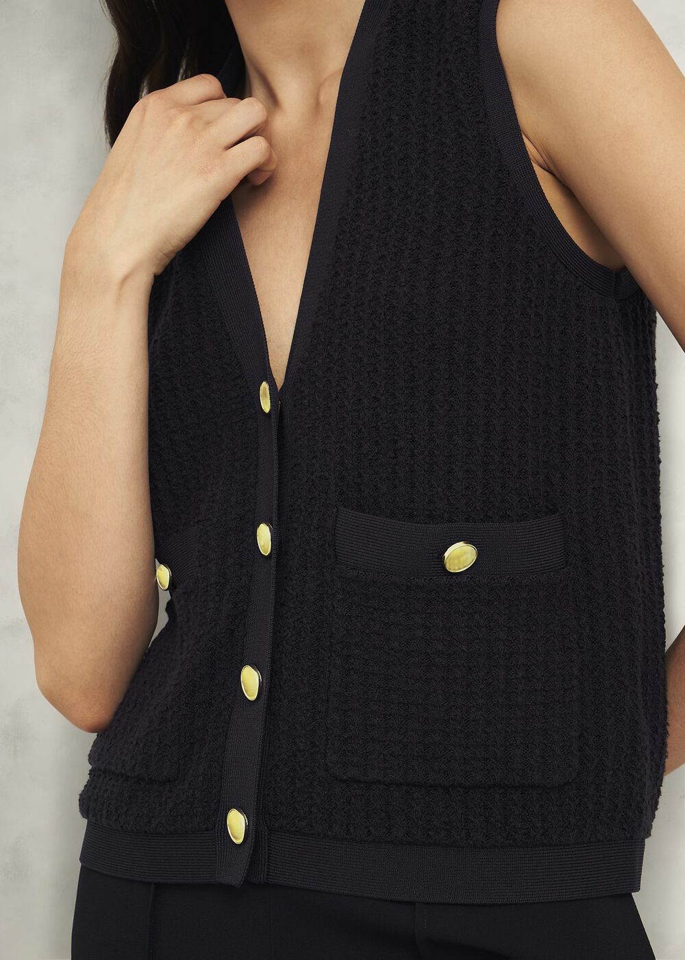 Tatton Knitted Tank Top, Black, hi-res