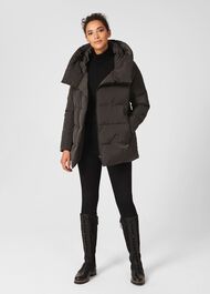 Short Heather Water Resistant Puffer Jacket, Dark Charcoal, hi-res