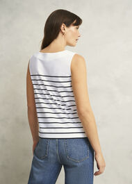 Maddy Cotton Striped Top, White Navy, hi-res
