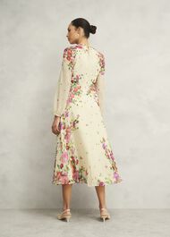 Petite Eva Floral Silk Dress, Cream Multi, hi-res