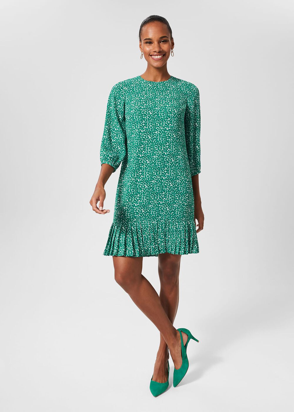 Petite Liana Spot Dress, Green Ivory, hi-res