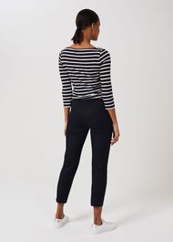 Mallory Cotton Blend Capri Trousers With Stretch, Navy, hi-res
