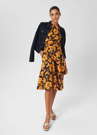 Twitchill Dress, Navy Orange, hi-res