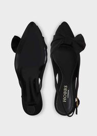 Francis Satin Slingbacks, Black, hi-res