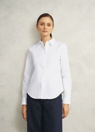 Viola Cotton Blend Shirt, White, hi-res