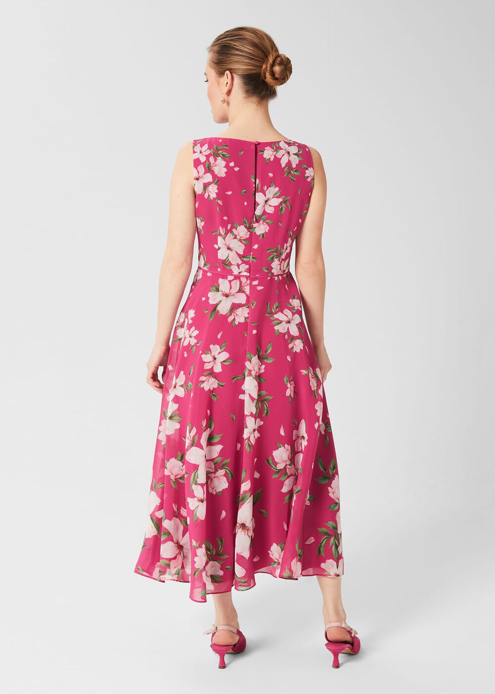 Petite Carly Floral Midi Dress, Pink Multi, hi-res