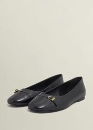 Kelly Leather Ballerinas, Black, hi-res