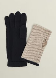 Acacia Knit Gloves, Beige Black, hi-res