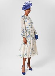 Renee Silk Floral Dress, Cream Multi, hi-res