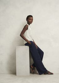 Adriel Blouse, Ivory Navy, hi-res